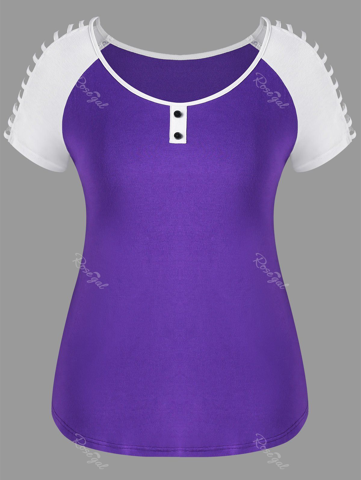

Plus Size Short Raglan Sleeve T-shirt, Purple