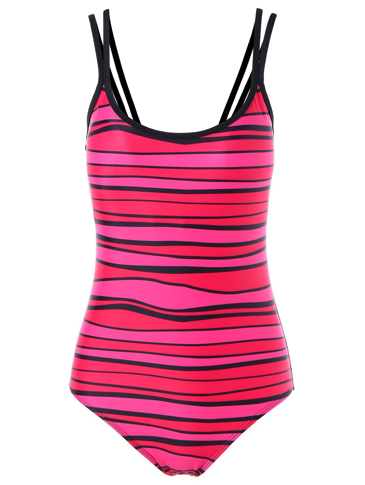 

Spaghetti Strap Stripe Padded One Piece Swimwear, Dimorphotheca magenta