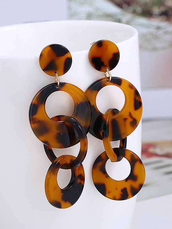 

Layered Acrylic Circle Earrings, Brown