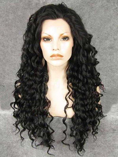 

Long Oblique Bang Deep Curly Synthetic Wig, Natural black