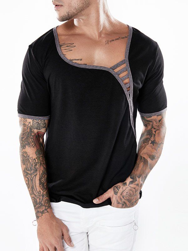 

Hollow Out Short Sleeve T-shirt, Black