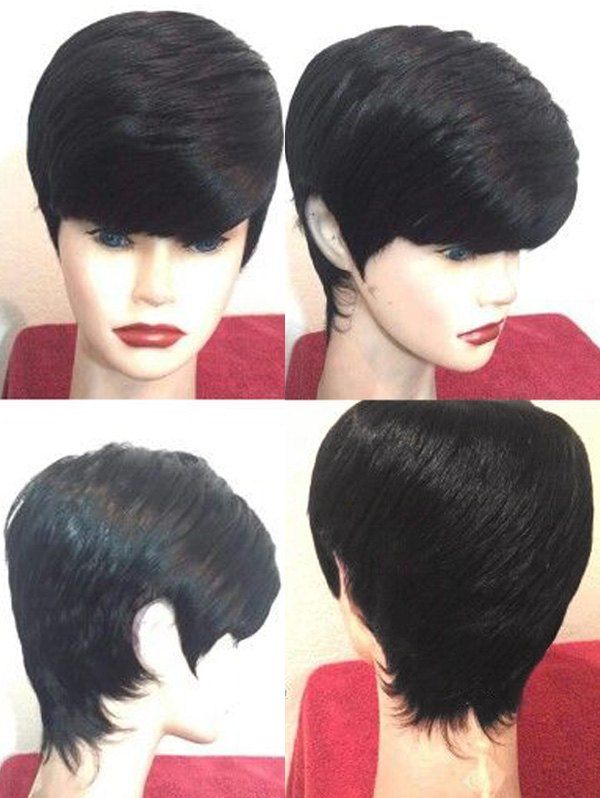 

Short Side Fringe Straight Synthetic Wig, Natural black