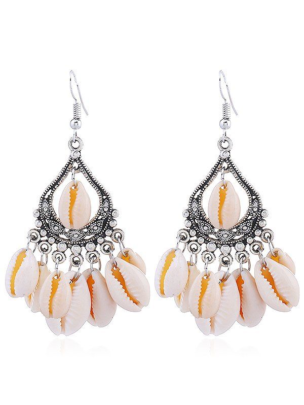 

Pair of Bohemian Shells Drop Earrings, Multi