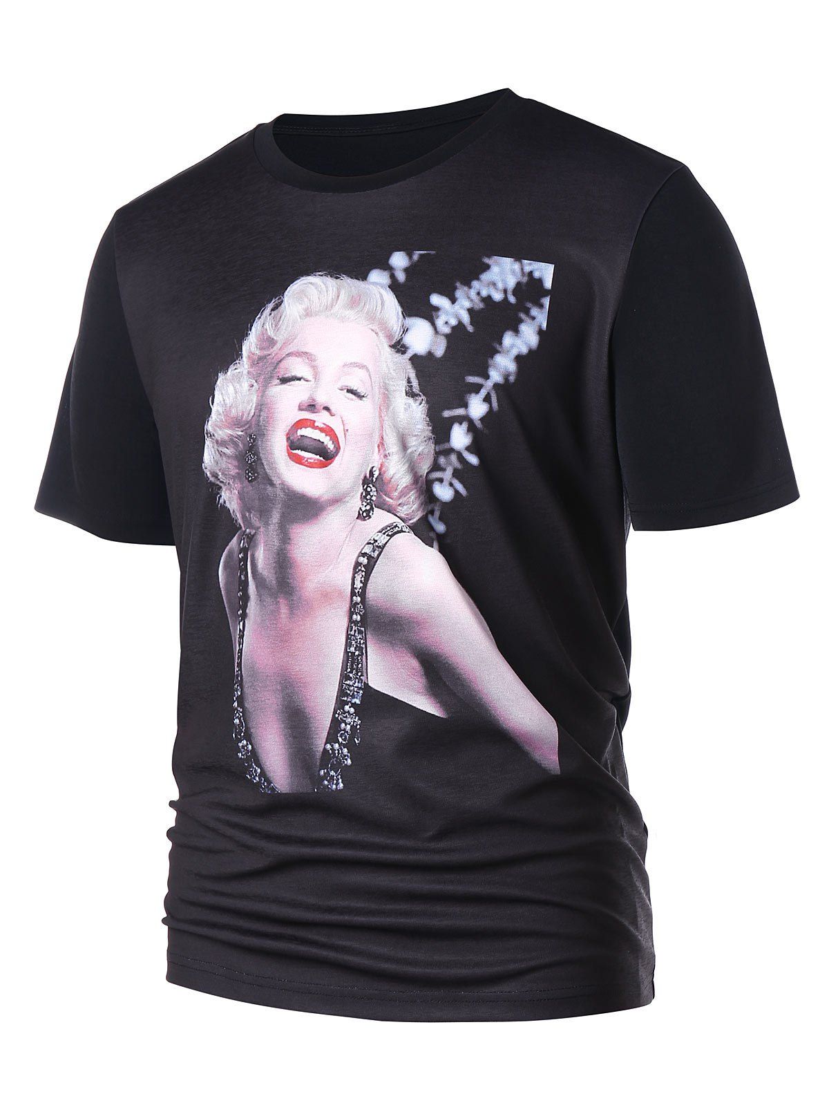 

Short Sleeves Marilyn 3D Print T-shirt, Black
