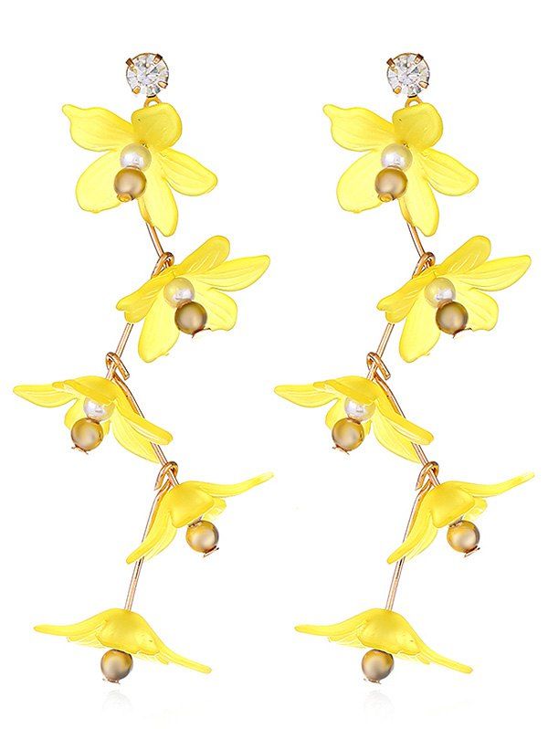 

Rhinestone Metal Bead Flower Earrings, Yellow