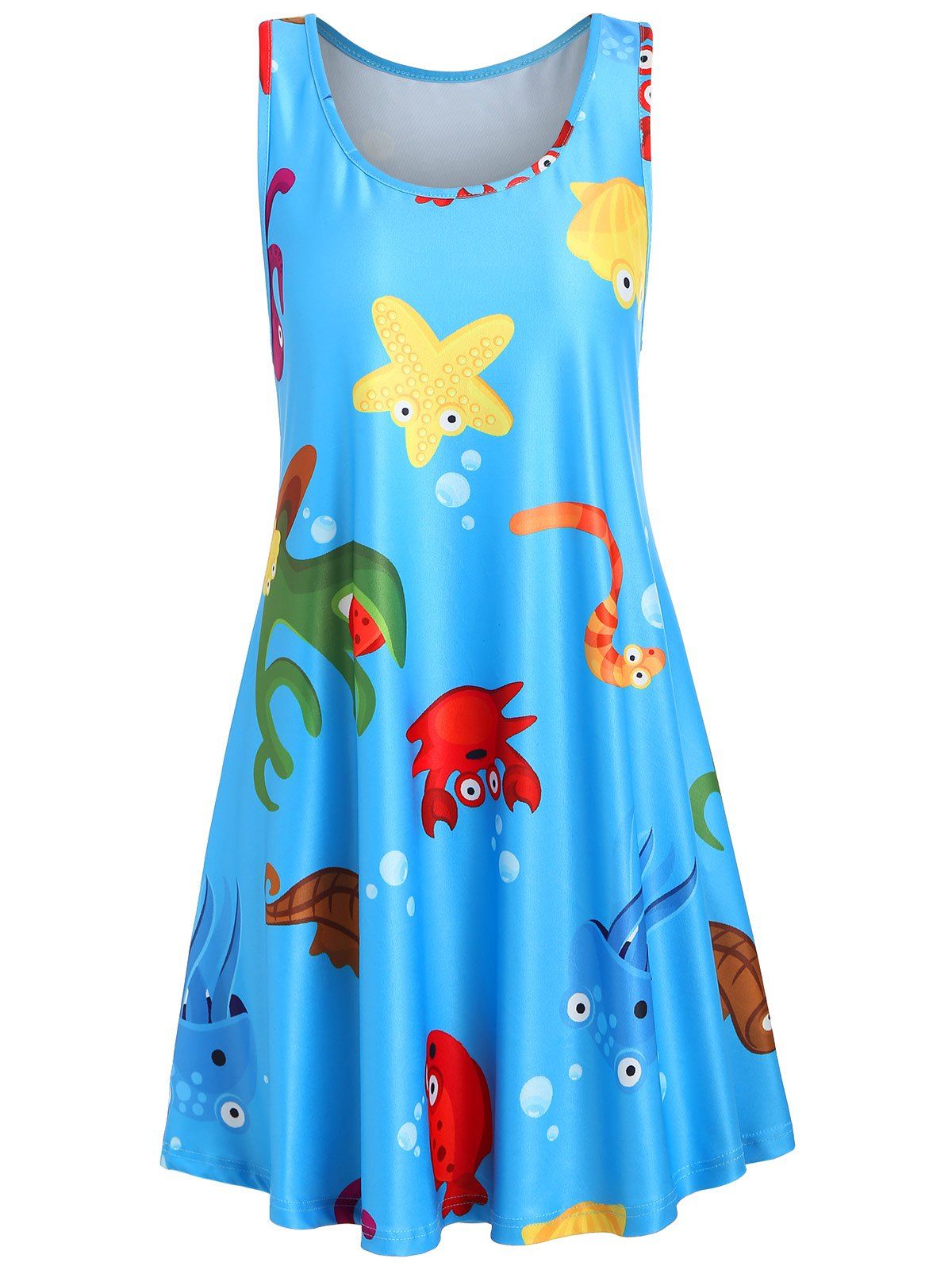 

Underwater Animal Print Racerback Shift Dress, Blue