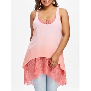 

Plus Size Ombre Lace Insert Racerback Tank Top, Light pink
