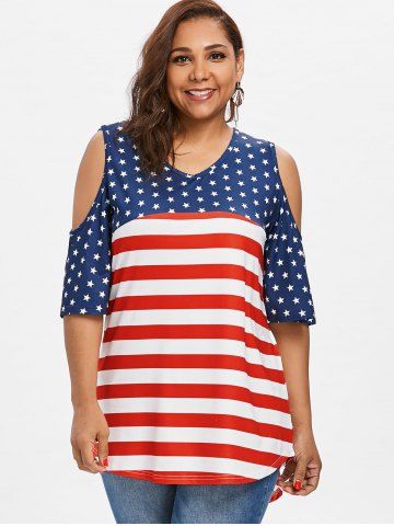 2019 skew collar american flag plus size t shirt