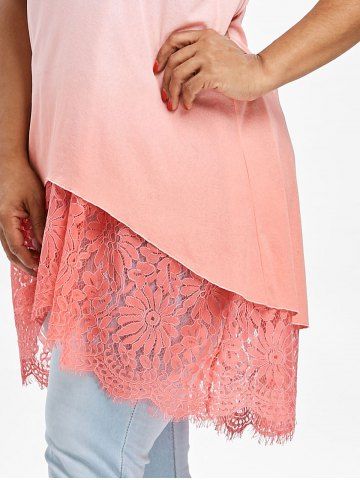 

Plus Size Ombre Lace Insert Racerback Tank Top, Light pink