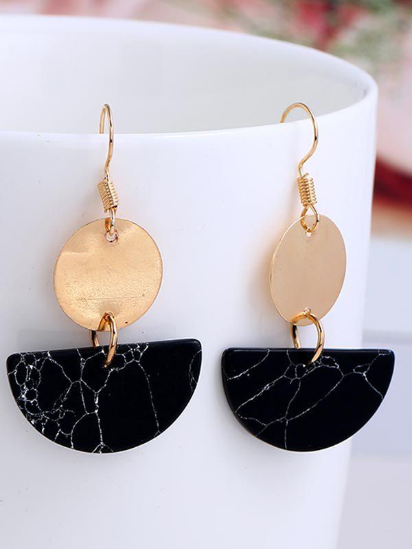 

Artificial Rammel Geometric Disc Drop Earrings, Black