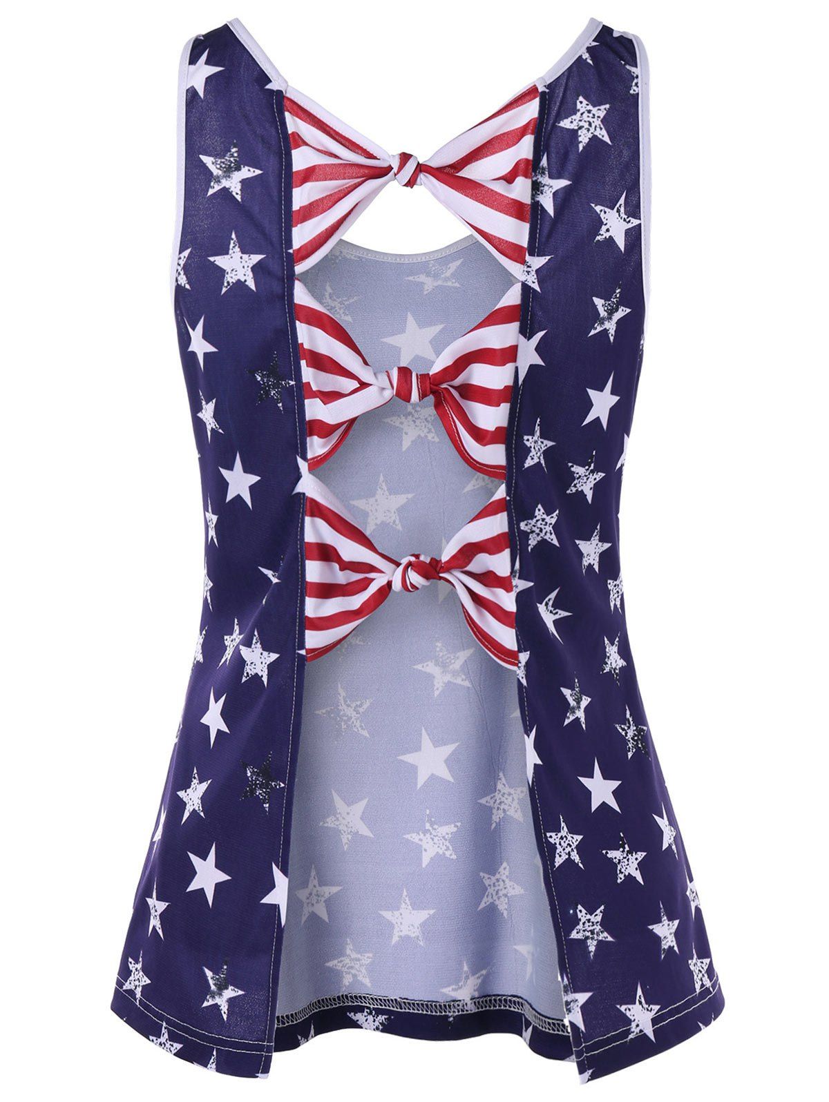 

American Flag Bowknot Back Tank Top, Navy blue