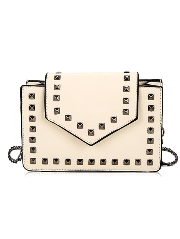 

Chic Studs PU Leather Crossbody Bag, Beige