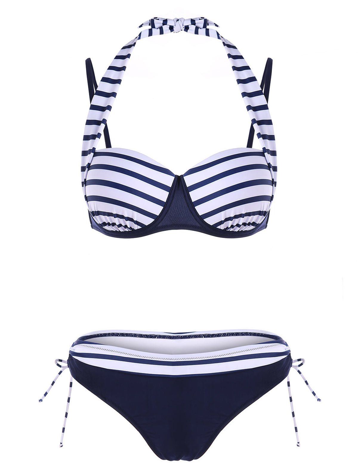 

Self-tie Push Up Bikini Swimsuit, Navy blue