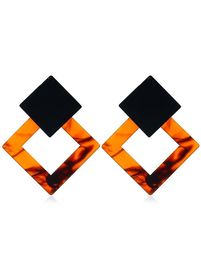 

Unique Hollow Out Squared Drop Earrings, Black