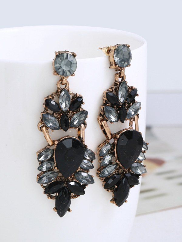 

Sparkly Faux Gem Rhinestone Earrings, Black