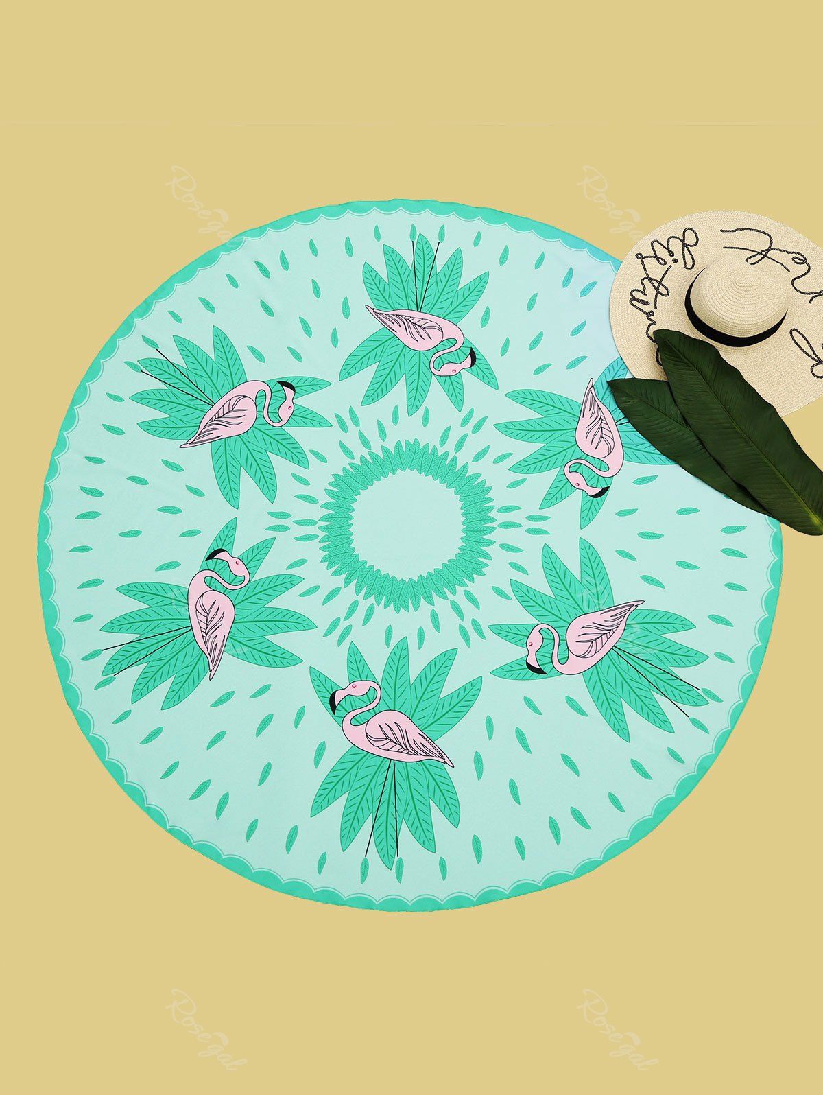 

Flamingo Print Sunbath Beach Throw, Green