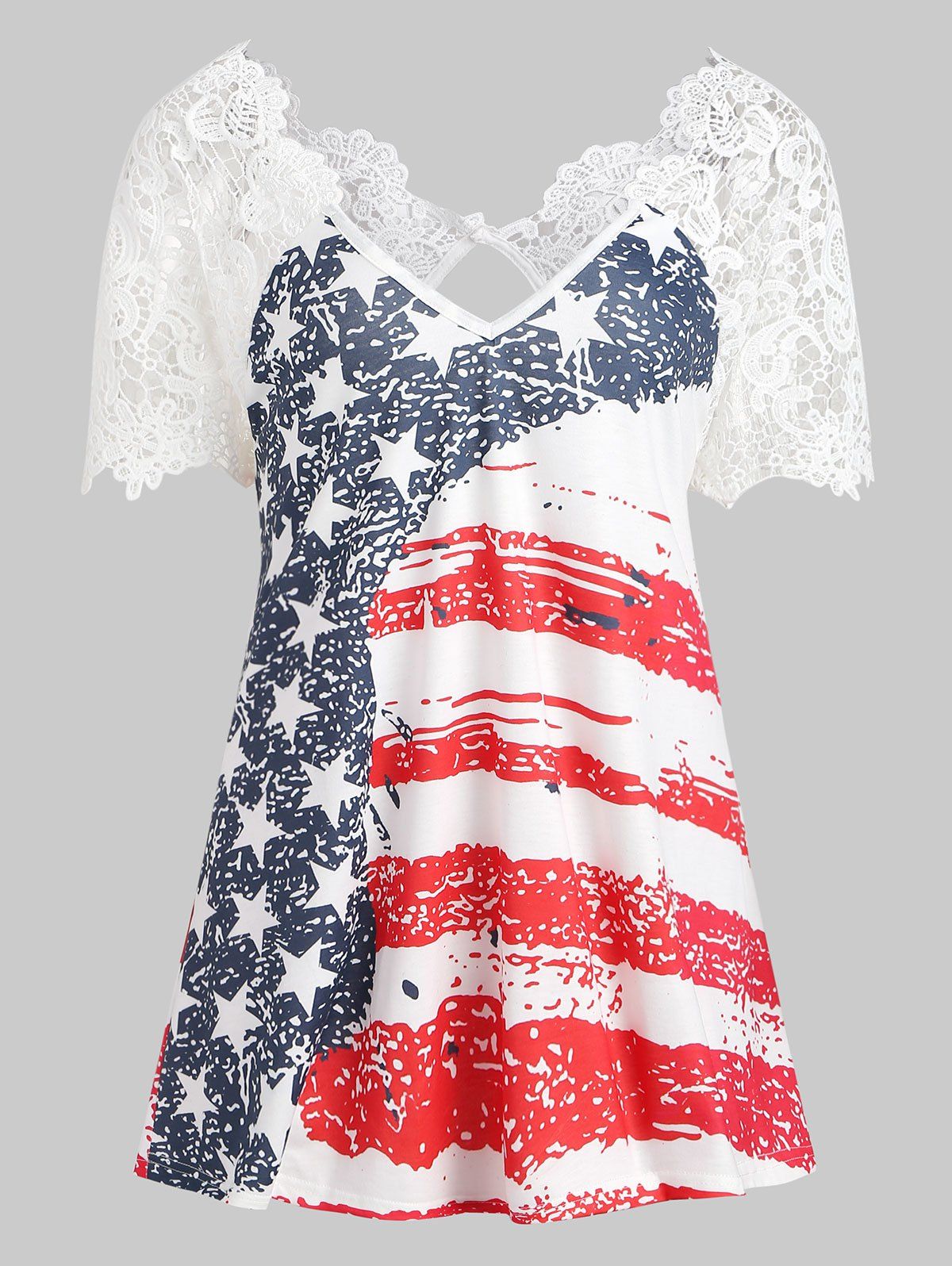 

American Flag Lace Insert T-shirt, Multi