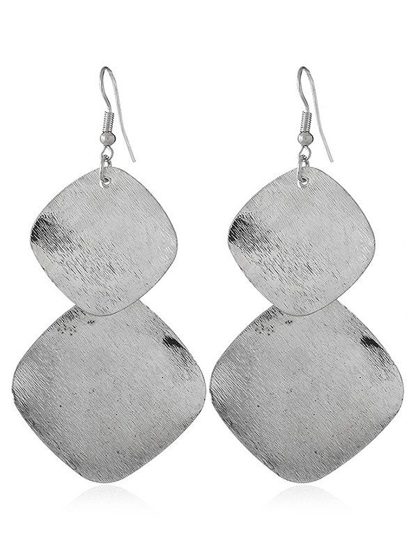 

Metal Geometric Layered Hook Earrings, Silver