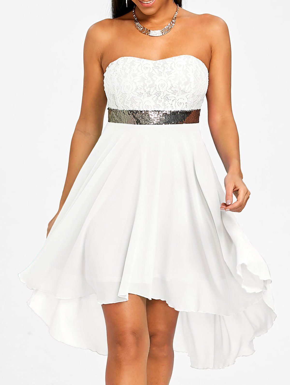 

Chiffon Cocktail Bandeau Dress, White