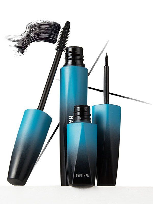 

Set of Long Lasting Waterproof Quick Dry Liquid Eyeliner and Mascara, Black