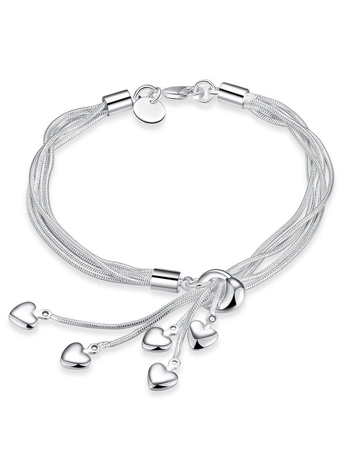 

Metal Heart Chain Cham Bracelet, Silver