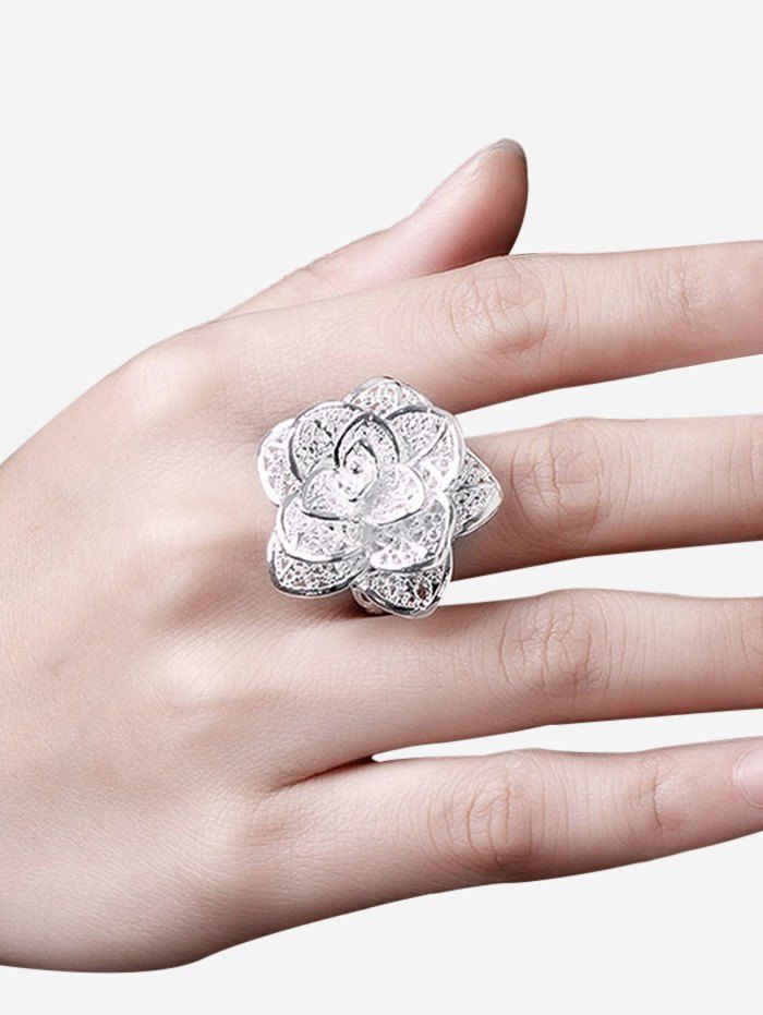 

Multilayered Flower Finger Ring, Silver