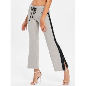 

Button Side Casual Ninth Pants, Gray