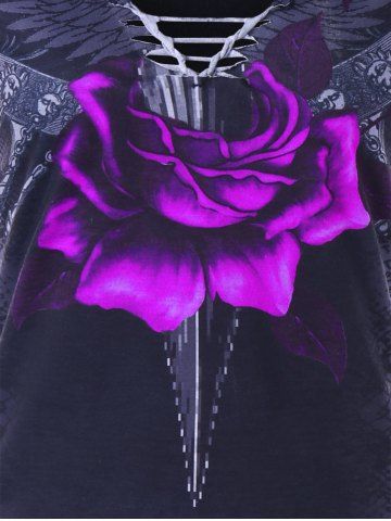 

Gothic 3D Print Rose T-shirt, Purple iris