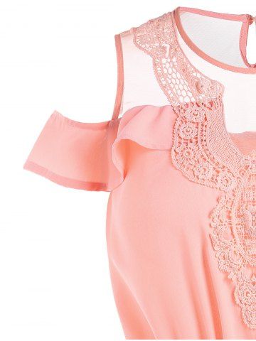 

Cold Shoulder Smocked Waistbelt Dress, Light pink