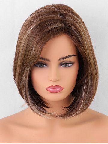 cheap short full bang colormix straight bob synthetic wig