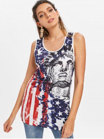 

the Statue of Liberty American Flag Tank Top, White