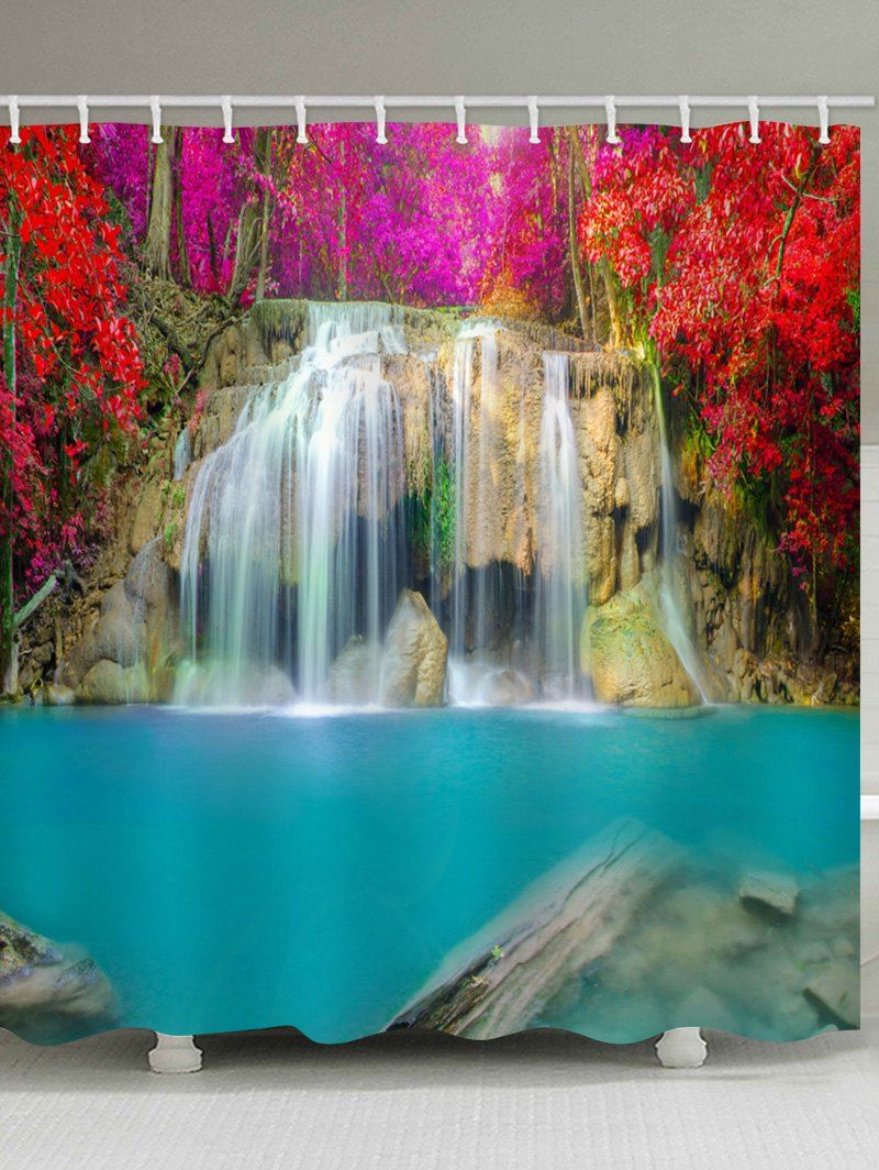 

Floral Waterfall Print Waterproof Bath Shower Curtain, Multi