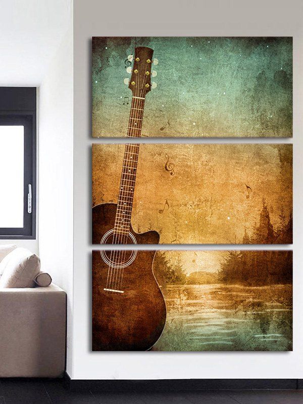 Multi 3pcs 12 24 Inch No Frame Vintage Guitar Printed Wall Art New Vintage Guitar Printed Wall Art Split Canvas Paintings