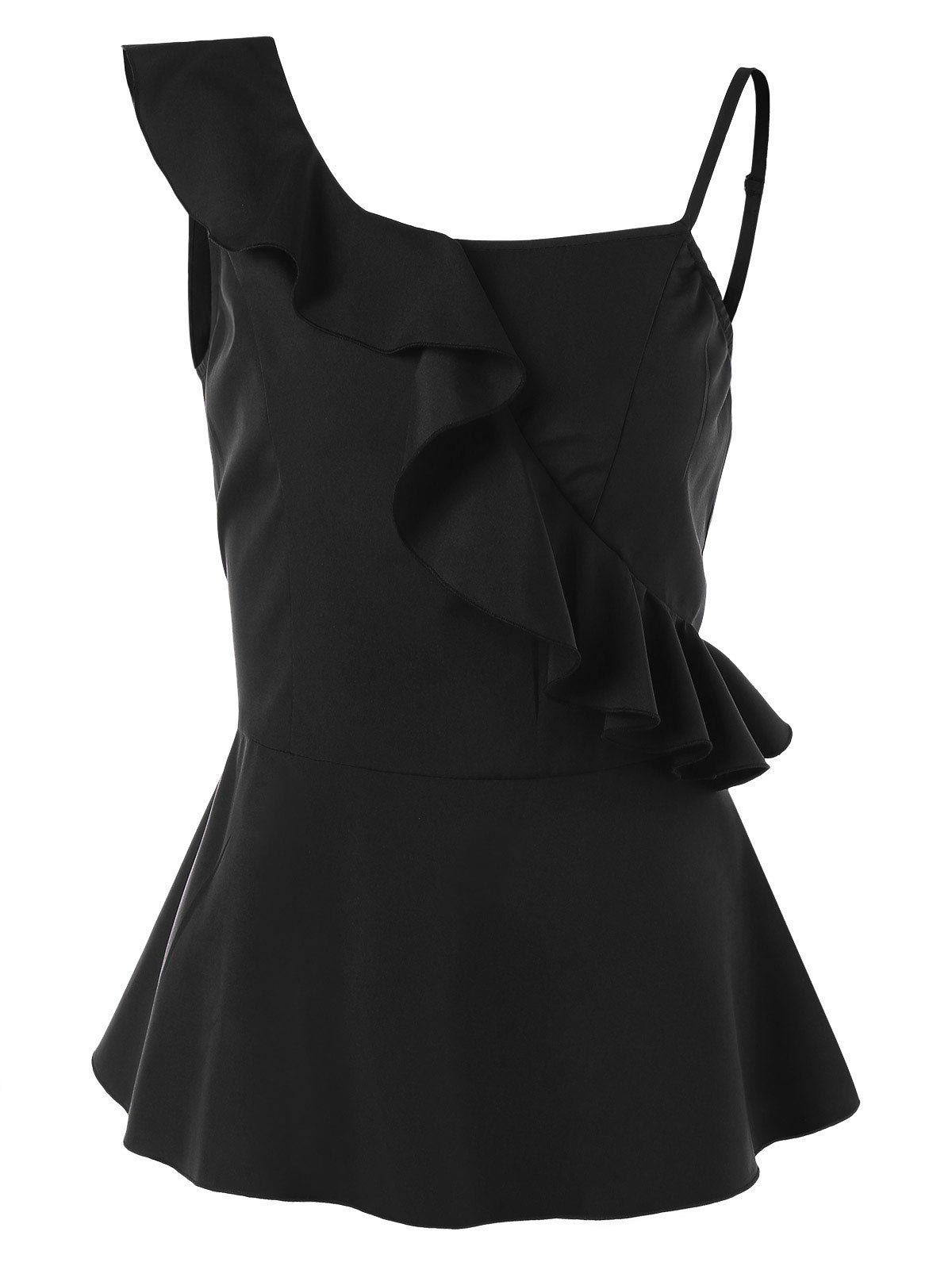 

Ruffled Open Back T-shirt, Black