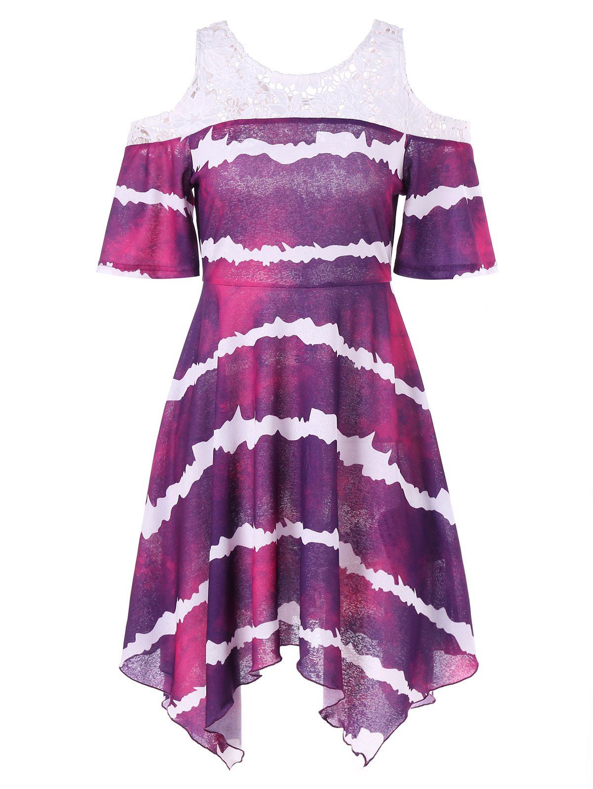 Cold Shoulder Graphic Dress, Purple