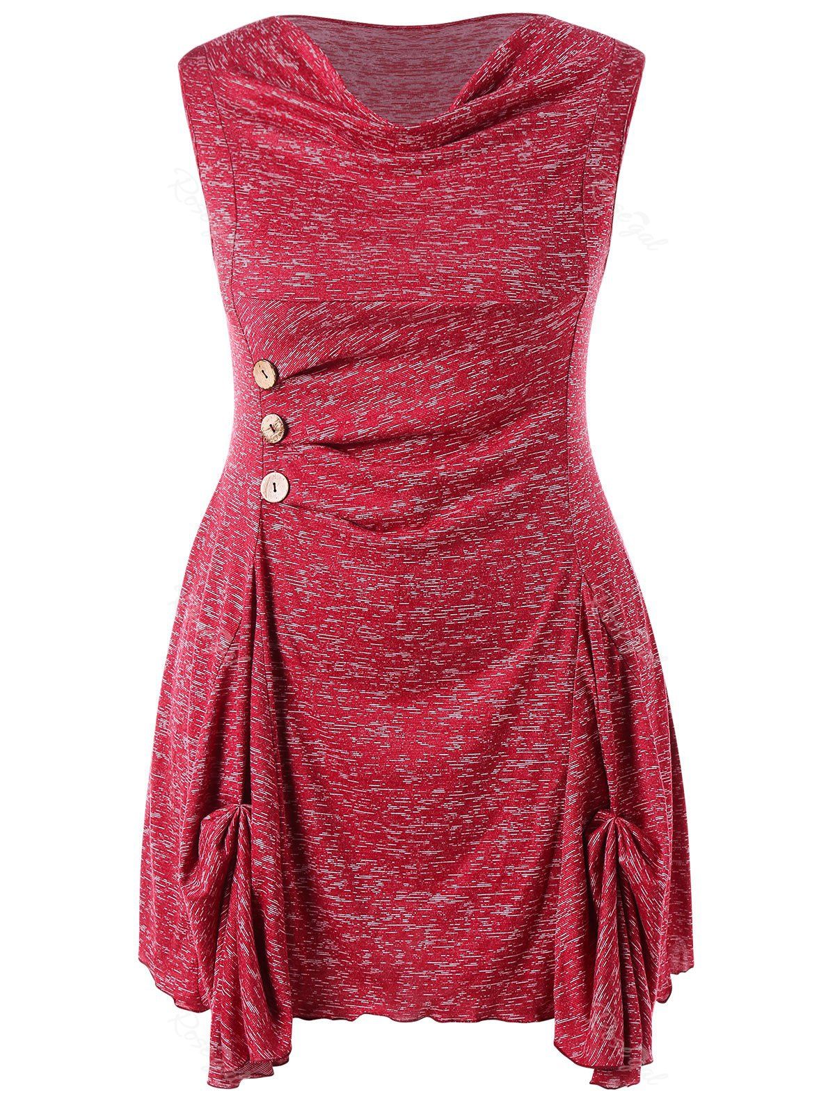 

Plus Size Marled Cowl Neck Tunic Tank Top, Red