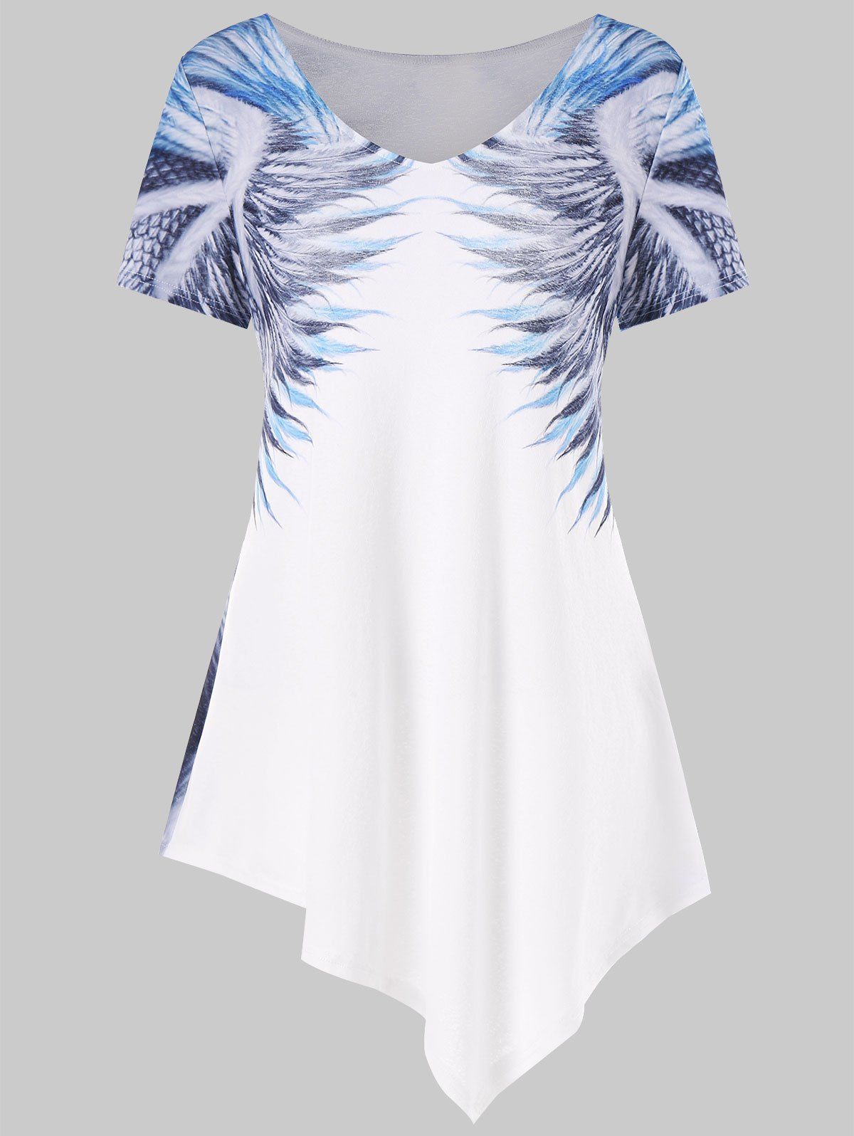 

Graphic Asymmetrical Hem T-shirt, Colormix
