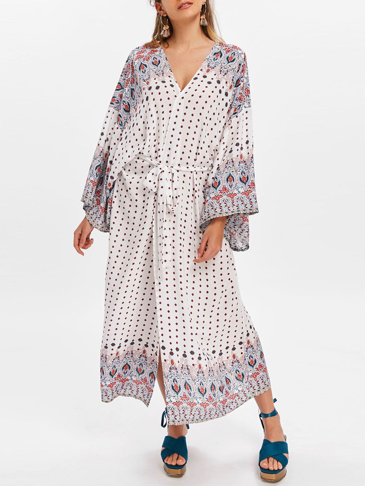 

Polka Dot Cover Up Dress with Waistbelt, Multi