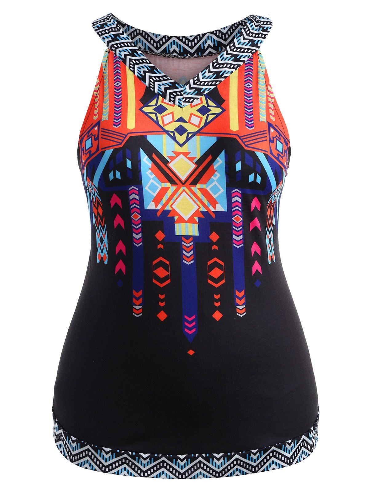 

Plus Size Tribal Print Tank Top, Black