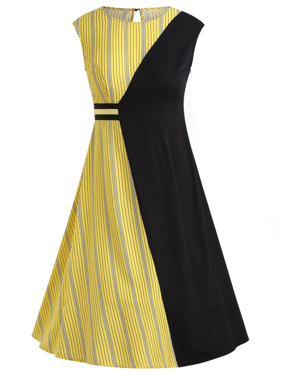 

Two Tone Sleeveless Casual Dress, Black