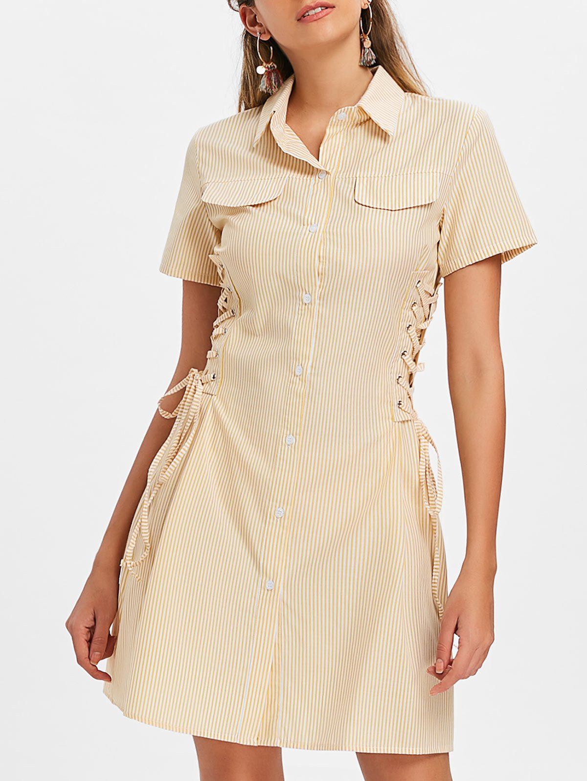 button up lace dress