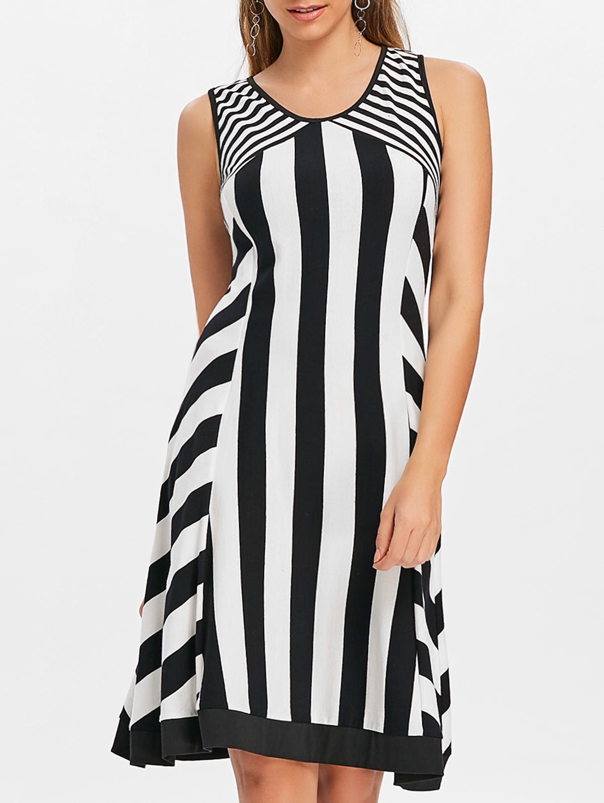 

Striped Sleeveless Cut Out Casual Dress, Multi