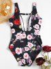 Maillot de Bain Floral une-Pièce à Col Plongeant -  