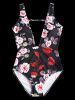 Maillot de Bain Floral une-Pièce à Col Plongeant -  