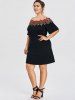 Plus Size Floral Embroidery Shift Dress -  