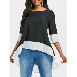 

Flounce High Low Blouse, Black