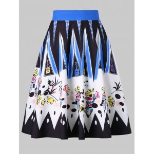 

Brushwork Graphic Colorful Skirt, White