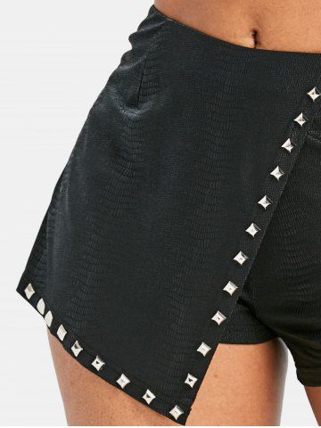 

Faux Leather Mini Overlay Shorts, Black