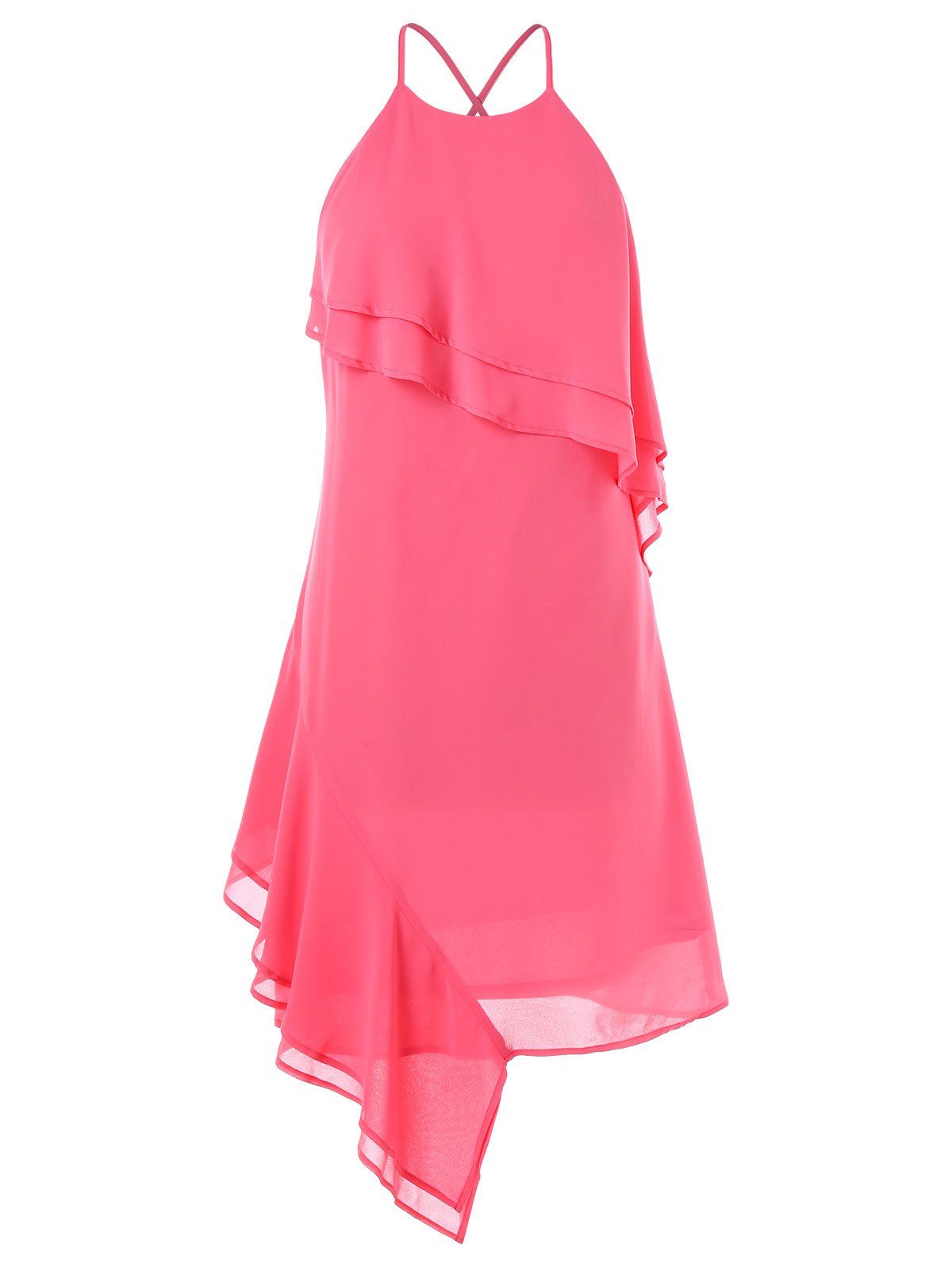 

Backless Chiffon Overlay Dress, Deep pink
