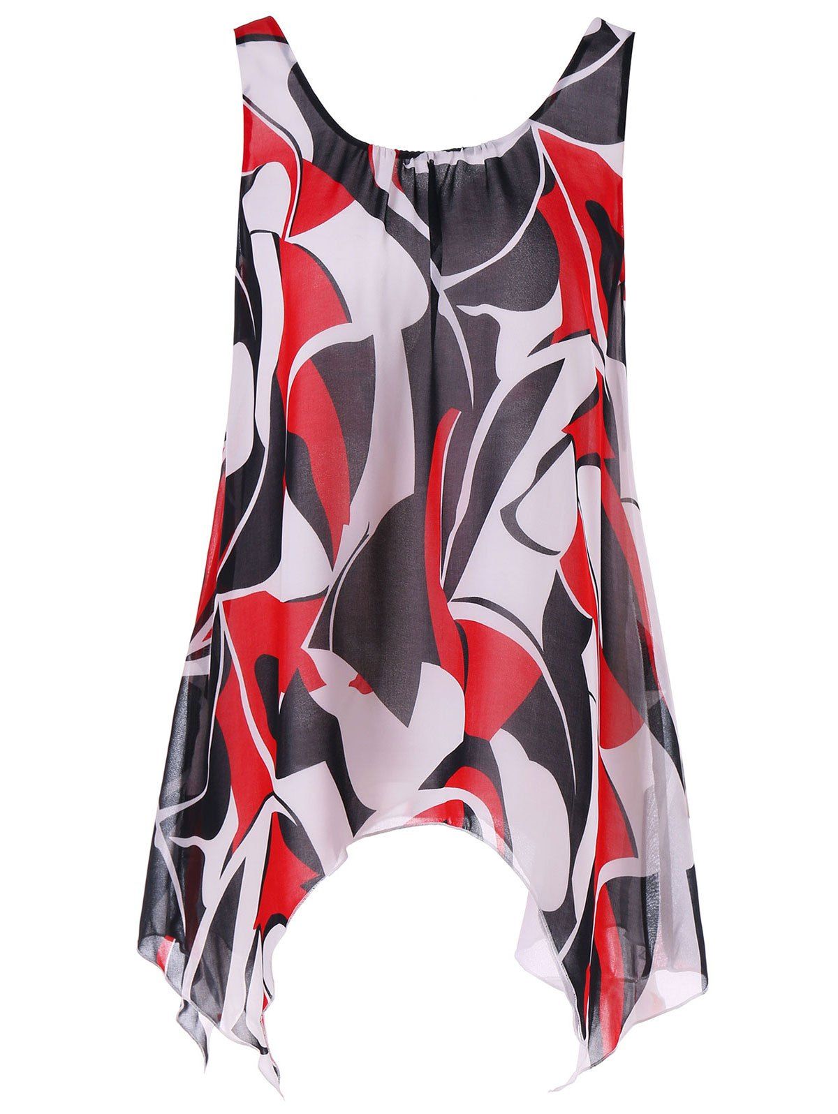 

Printed Chiffon Handkerchief Tank Top, Multi